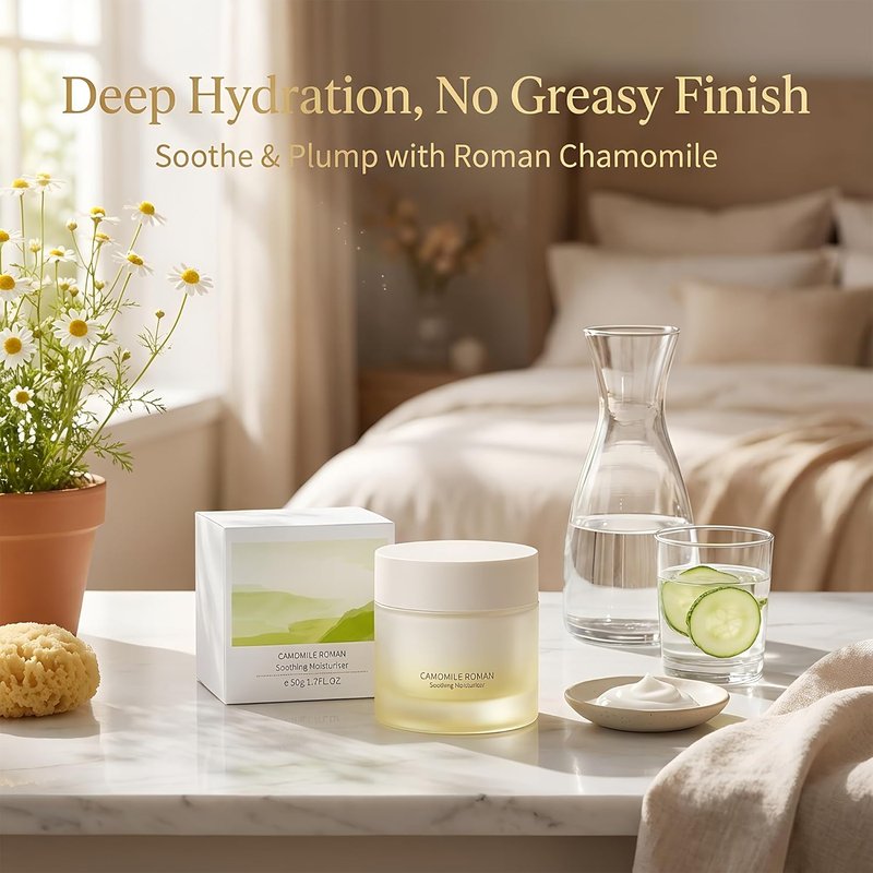 Chamomile Roman Soothing Face Moisturizer Cream - Hydrating Daily Cream for Dry, Oily & Sensitive Skin | 1.7 fl. oz.