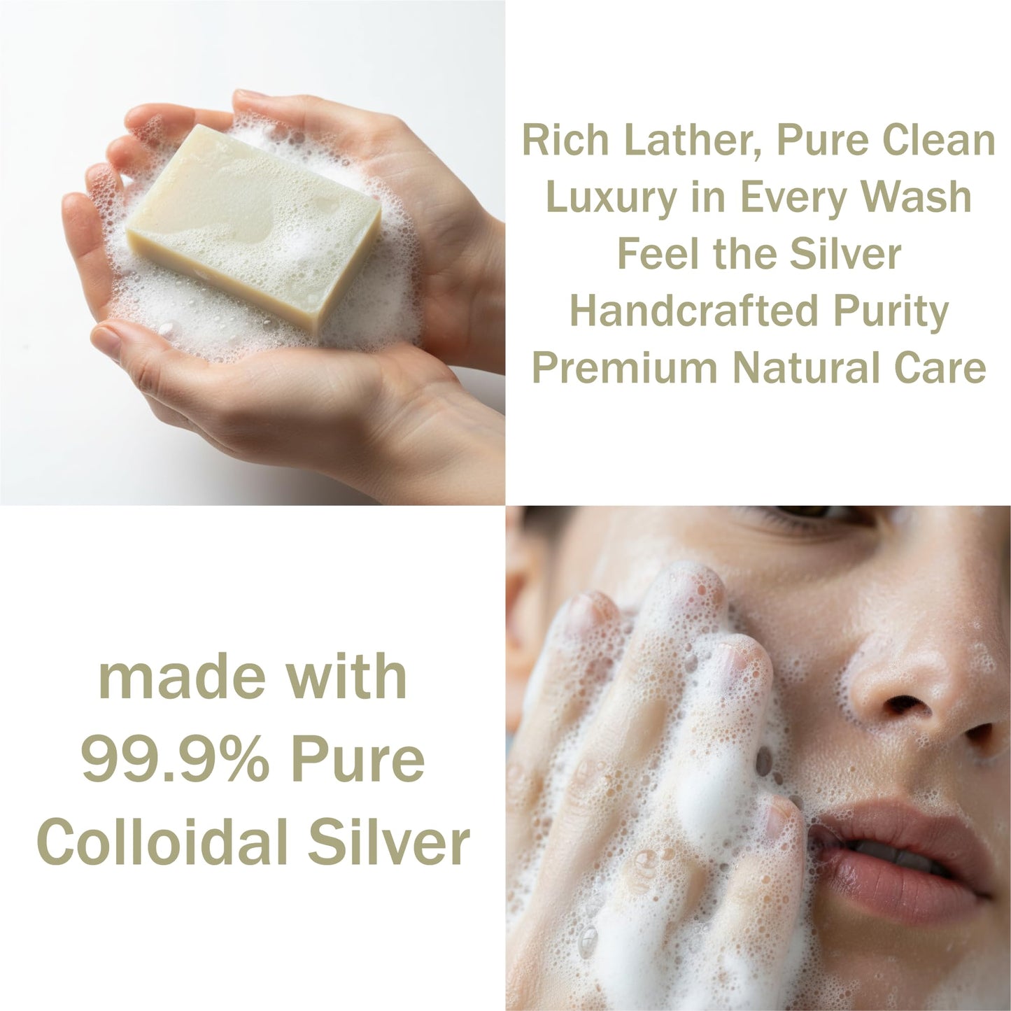 Merlinera Colloidal Silver Soap - Made with 99.9% Pure Colloidal Silver Soap Bar - No Paraben - No Colorant - No SLES - No SLS - Face & Body (4.5 oz, Unscented, 2 Pack)