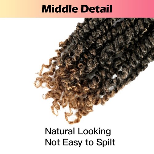 Niseyo 8 Inch Passion Twist Hair Pre-twisted 8 Packs Pre-looped Crochet Passion Twist Crochet Hair Short Braids (8Packs, T27/Ombre Honey Blonde)