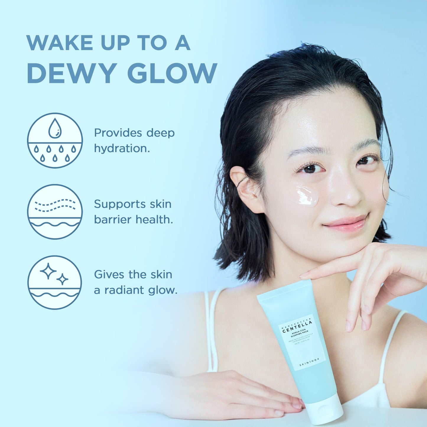SKIN1004 Hyalu-Cica Sleeping Pack, Korean Face Moisturiser with Hyaluronic Acid & Centella, Cream for Overnight Hydration, Moisturizer for Healthy Looking Skin, Korean Skincare, 3.38 fl.oz,100ml