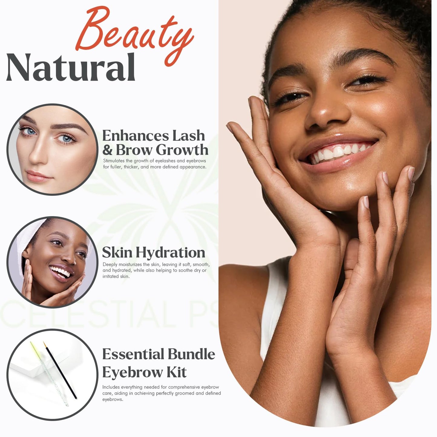 Celestial Psyché USDA Certified Organic Castor Oil (4 Oz with Essential Bundle - Eyebrow Kits) 100% Pure Natural, Chemical-Free, Hexane-Free, Promote Lash, Brow, and Hair Growth, Skin Hydration