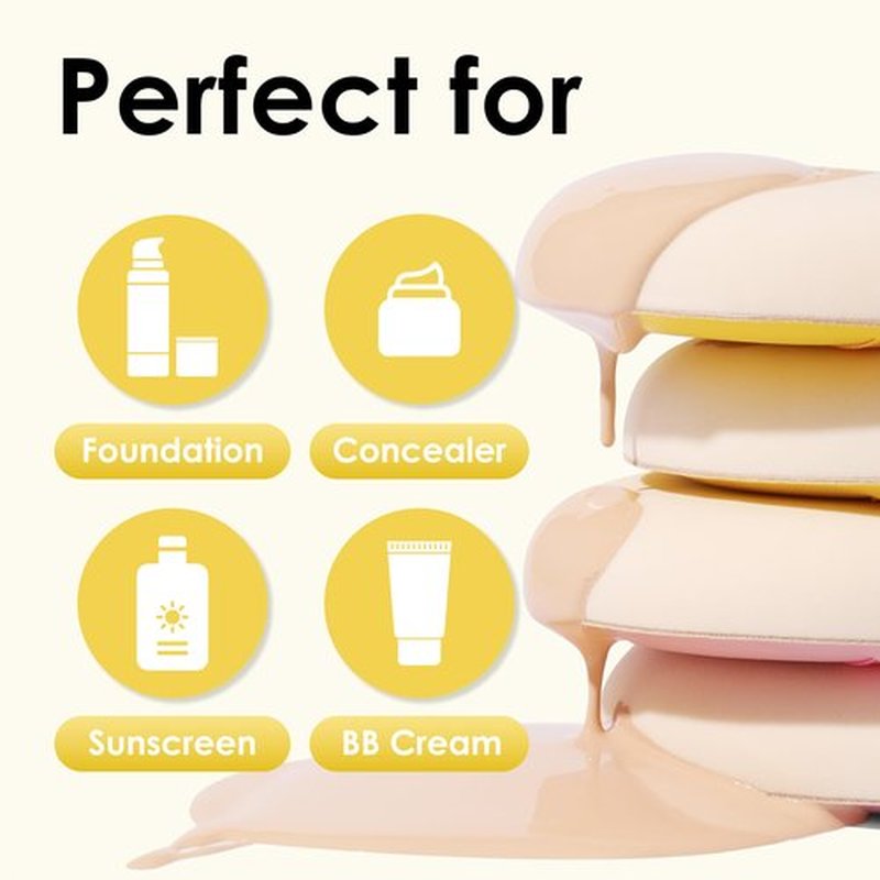 COOL-ANGLE 4Pcs X-Large Makeup Sponge Puff Set For Foundation Concealer & Powder, Latex Free Blender Sponges Puff For Natural And Easy Makeup, Soft Long-lasting And Beginner-friendly