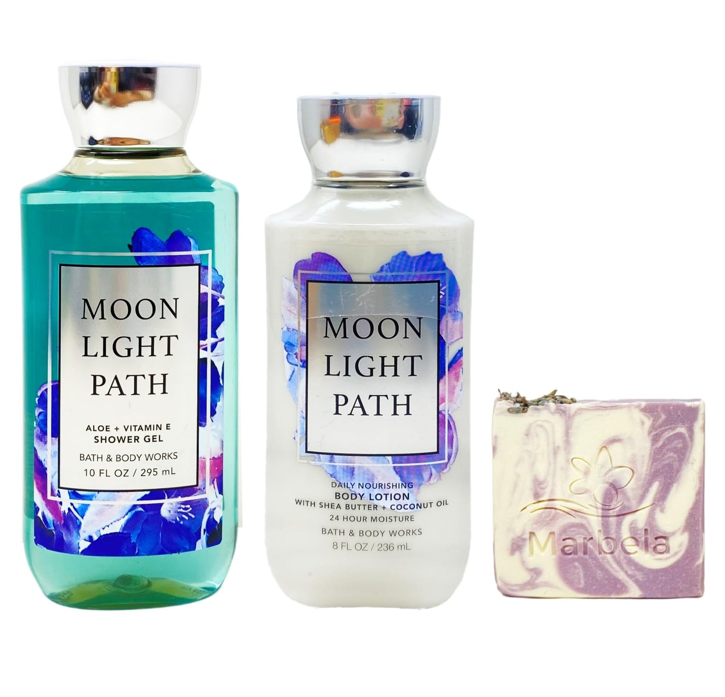Bath & Body Works Moonlight Path Body Wash and Body Lotion Duo Set with a Lavender Dream Bar Soap - Full Size