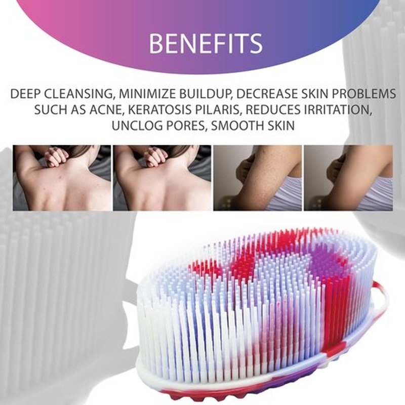 Avilana Silicone Exfoliating Body Scrubber – Dual-Sided Silicone Loofah for Shower, Body Scrubber for Men & Women, Gentle Loofa Alternative, Easy-to-Clean Silicone Body Scrubber (Marbled with Silver)