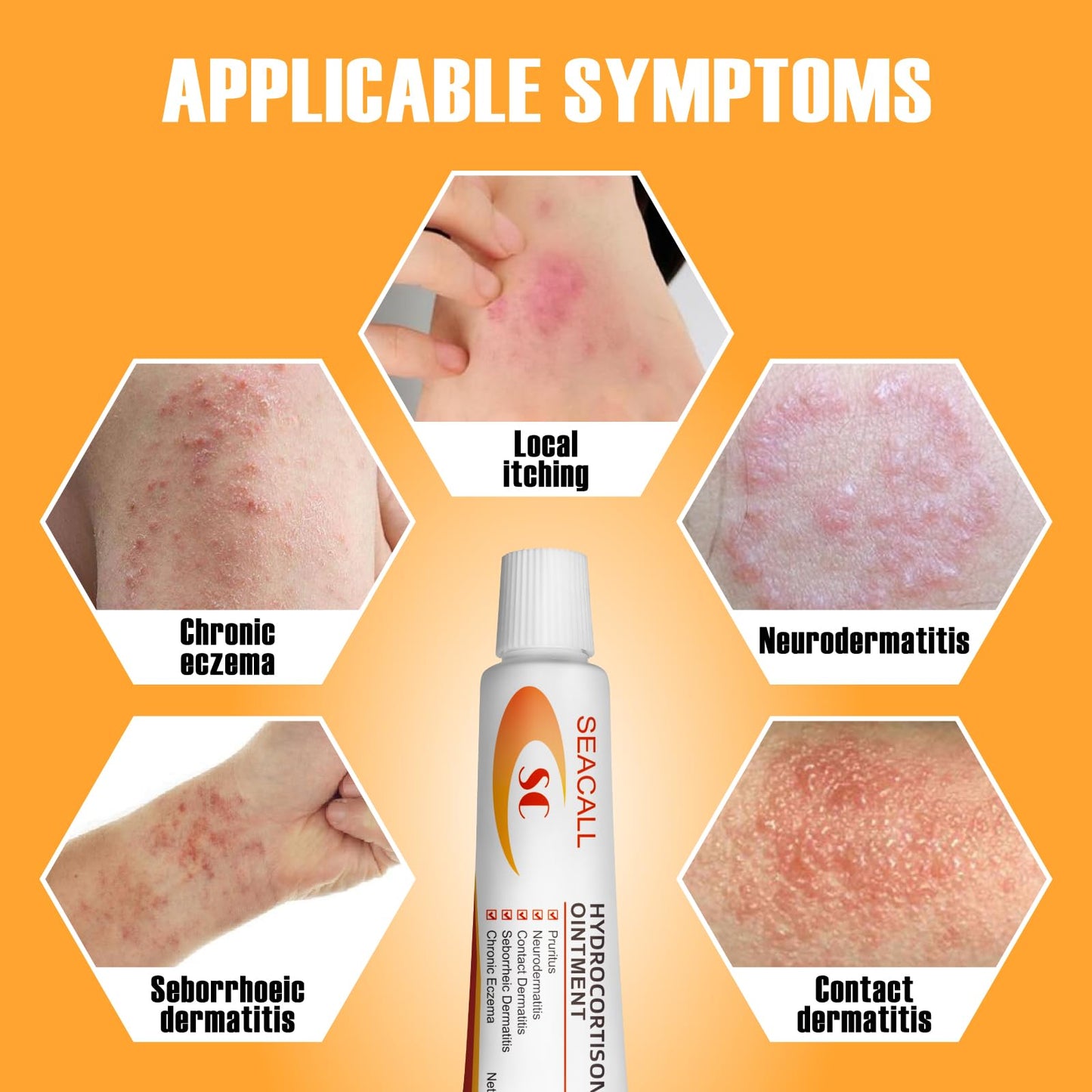 Seacall Hydrocortisone Cream - OTC Anti-Itch Relief for Eczema, Dermatitis & Skin Irritations | Maximum Strength Topical Treatment