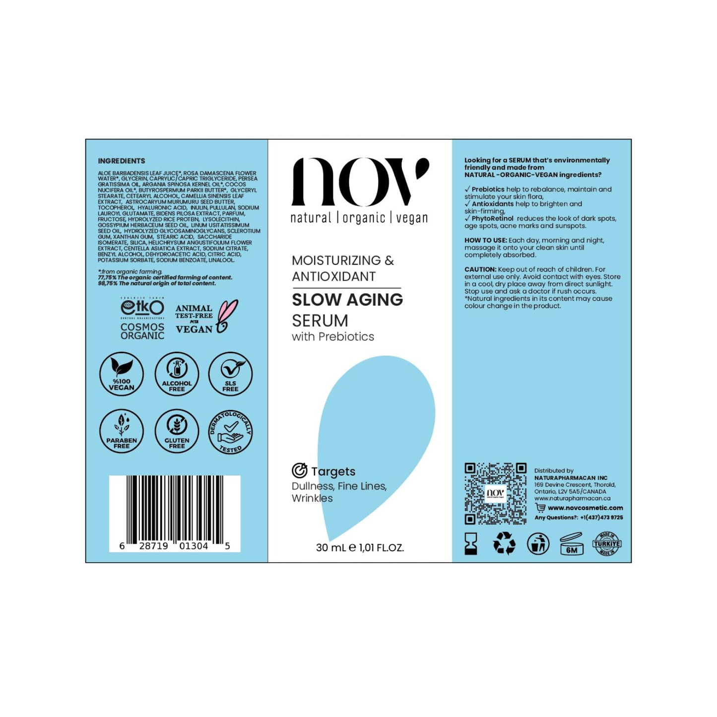 NOV Slow Aging Serum - Anti Aging Face Serum to Combat Dullness, Fine Lines, Wrinkles - Collagen Boosting Face Moisturizer - All Skin Types - 1.01 oz