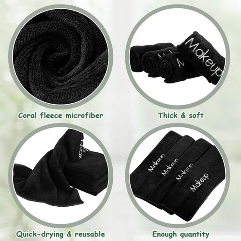 Shimeyao 20 Pack Makeup Washcloths Microfiber Makeup Remover Towels Reusable Quick Dry Face Wash Cloth Soft Washable Fingertip Facial Makeup Towels for Cleansing Hand and Make Up,13x13 Inch(Black)