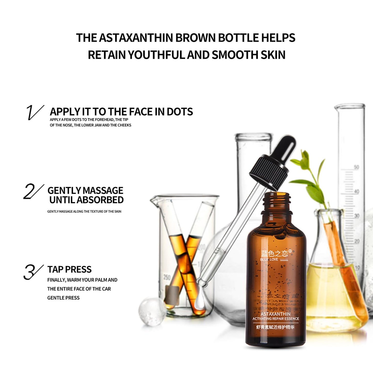 BLUE LOVE Astaxanthin Revitalizing Serum - Antioxidant Facial Treatment for Skin Renewal, Hydrating & Nourishing Essence for All Skin Types