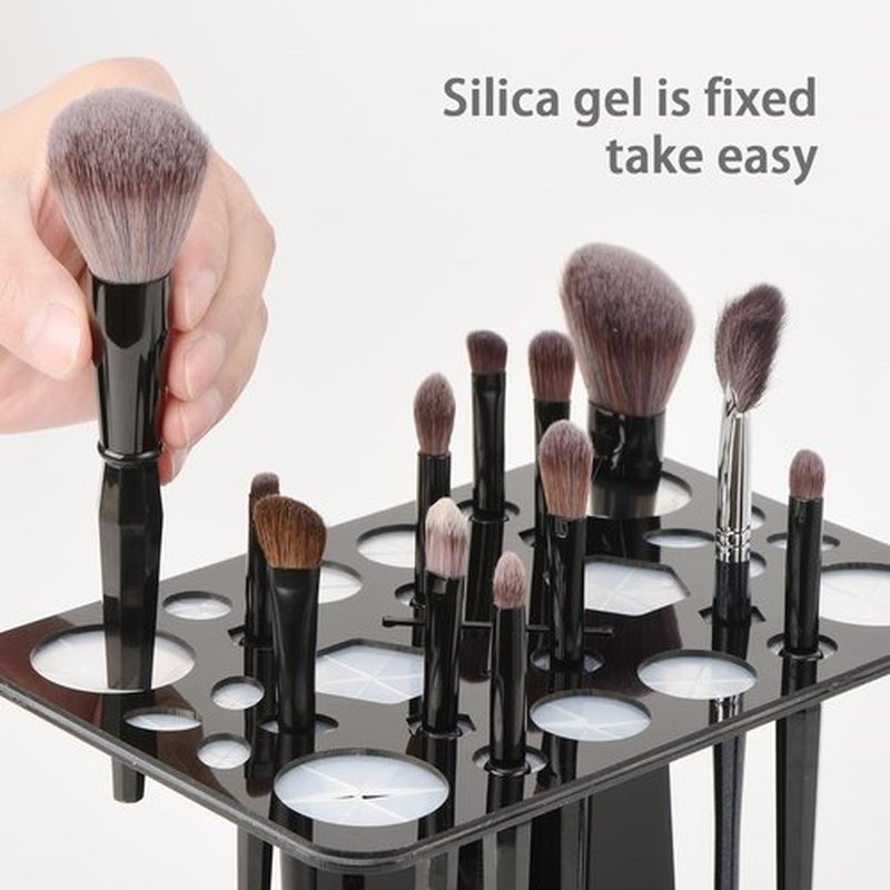 Luckyiren Makeup Brushes Drying Rack, Brushes Dryer, Collapsible 28 Slot Acrylic Brush Holder Stand Tree Tray Support Display for Makeup Lovers Artist Nail Brushes Paintbrushes