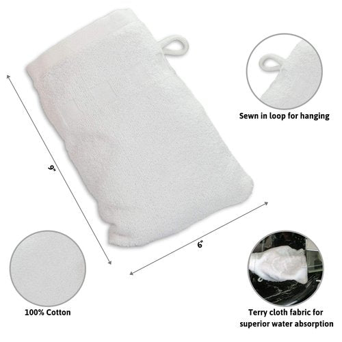 Made Easy Kit Bath Mitts - Pack of 6 - (6" x 9") European Style Washcloth with Loop (Variety 2, 6 x 9 inches)