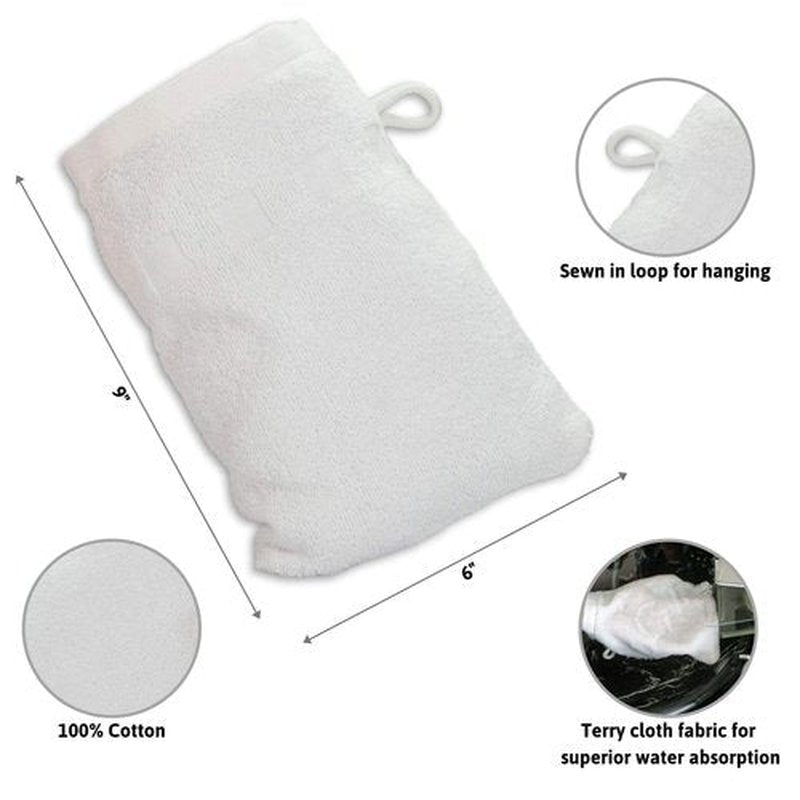 Made Easy Kit Bath Mitts - Pack of 6 - (6" x 9") European Style Washcloth with Loop (Pink, 6 x 9 inches)