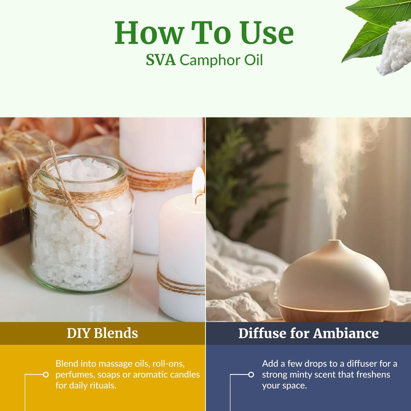 SVA Camphor Essential Oil, Glass Bottle with Dropper, 4 Fl Oz (118 ml)