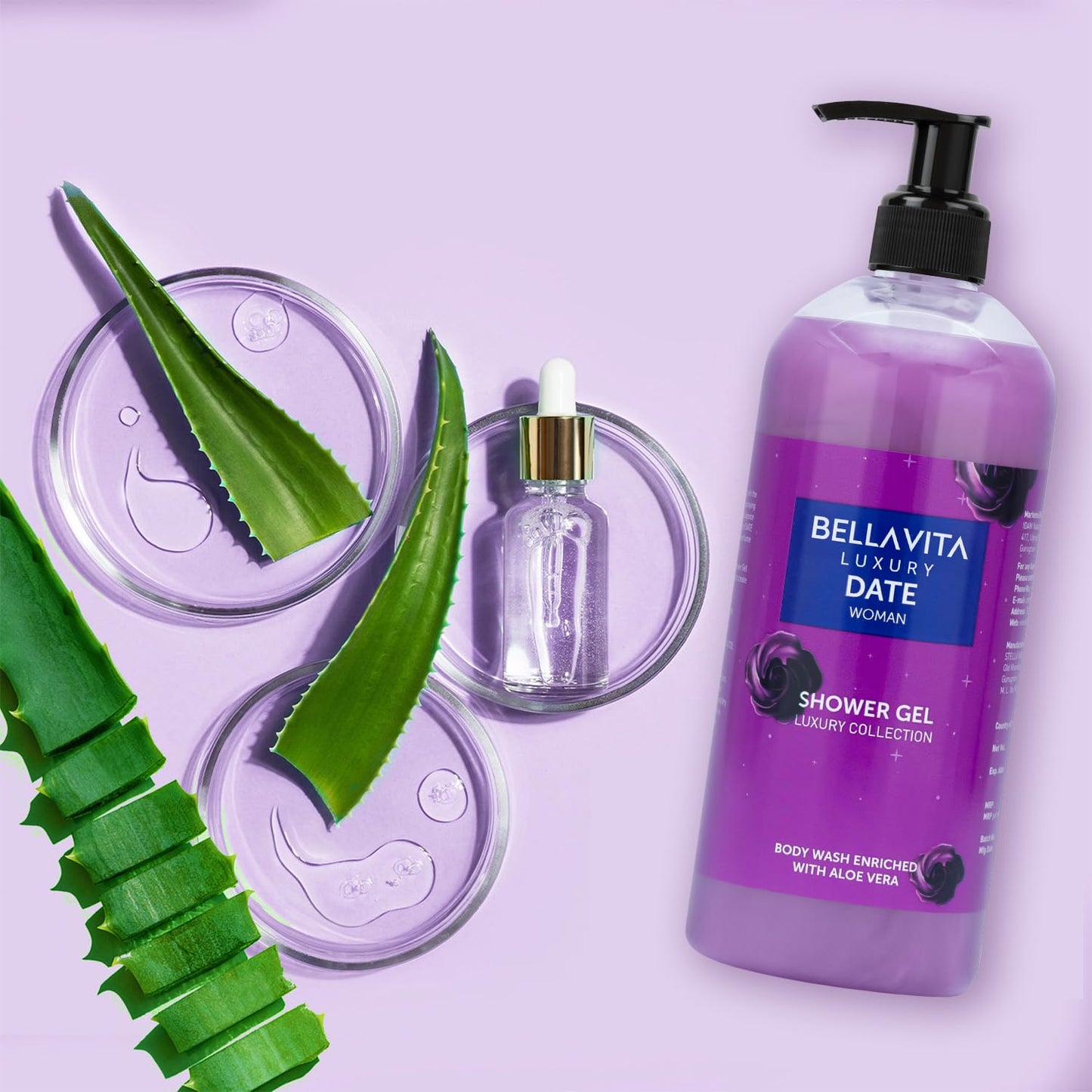 Bella Vita Luxury Date Woman Body Wash Shower Gel for Women | 500ml | Deep Cleansing, Hydrating & Moisturising with Aloe Vera Extract | Softer, Smoother Skin | Suitable for All Skin Types
