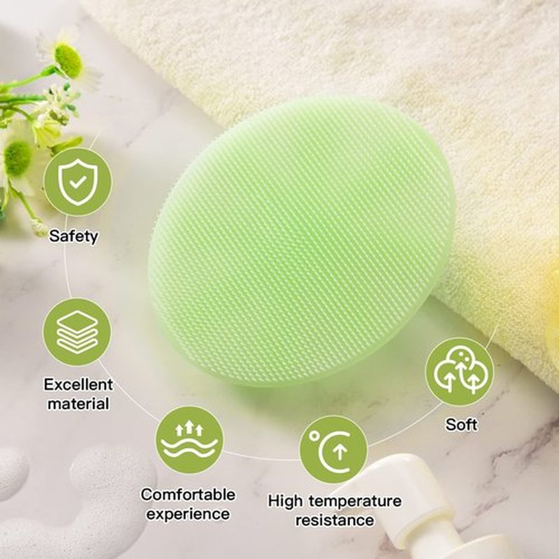 INNERNEED Food-Grade Soft Silicone Body Cleansing Brush Shower Scrubber, Gentle Exfoliating and Massage for All Kinds of Skin (Green)
