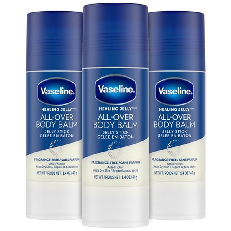 Vaseline All-Over Body Balm Stick 3-Pack – Non-Greasy Fragrance-Free Moisturizer, Travel-Size Lotion, Premium Packaging, 1.4 Oz Ea