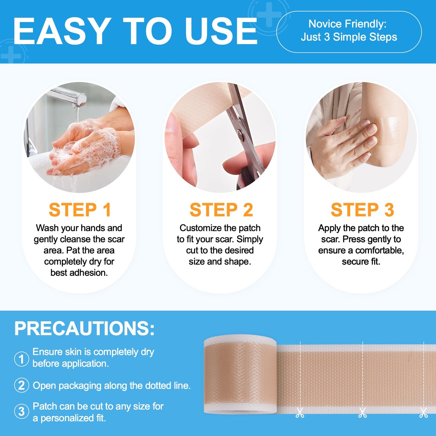 Silicone Scar Sheets, (1.6"X120" Roll-3M) Silicone Scar Tape, Scar Tape for Surgical Scars, Medical Grade Scar Tape with Collagen,For Surgical,C-Section,Tummy Tuck,Keloid Scars, Keloid Bump Removal