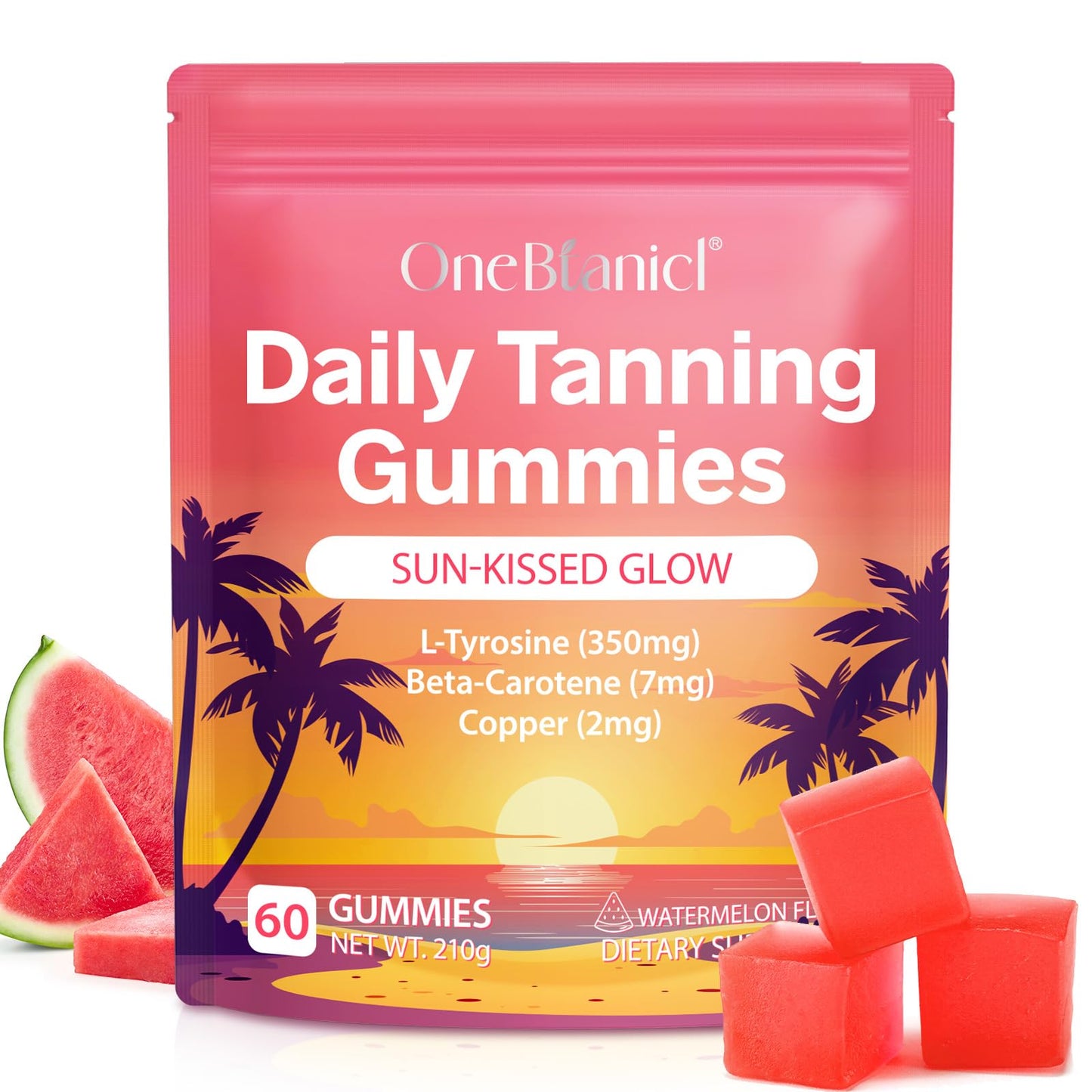 Tanning Gummies,Self Tan Bronzing Supplement-Daily Oral Chews with Beta Carotene for Skin Health & Glow, Vegan, Non-GMO-60 Ct 30-Day Supply