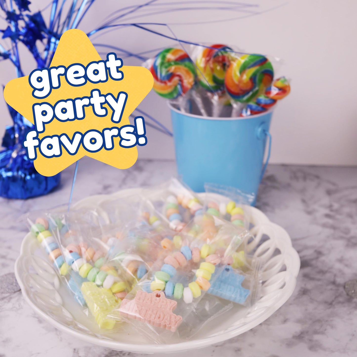 Happy Birthday Candy Bracelets, Individually Wrapped Bulk Party Favors, 24 Pieces Inside, 10.16 Ounces
