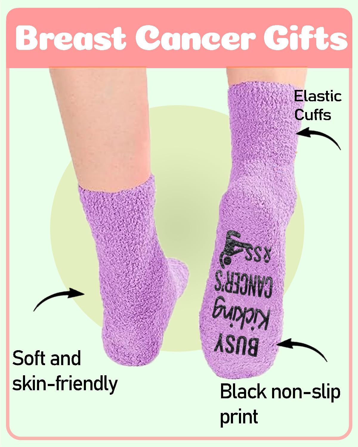 Breast Cancer Socks Gifts for Women - Chemo Survivor Comfort Care Gifts Cancer Awareness Accessories for Cancer Patients