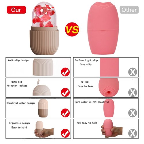 XHJRI Ice Face Roller Massager,Ice Cube Roller for Face, Eyes and Neck Naturally Conditioning and Skin Care,De-Puff Eye Bags,Reduce Migraine Pain,Reusable Massage Silicone Ice Mold (Coffee)