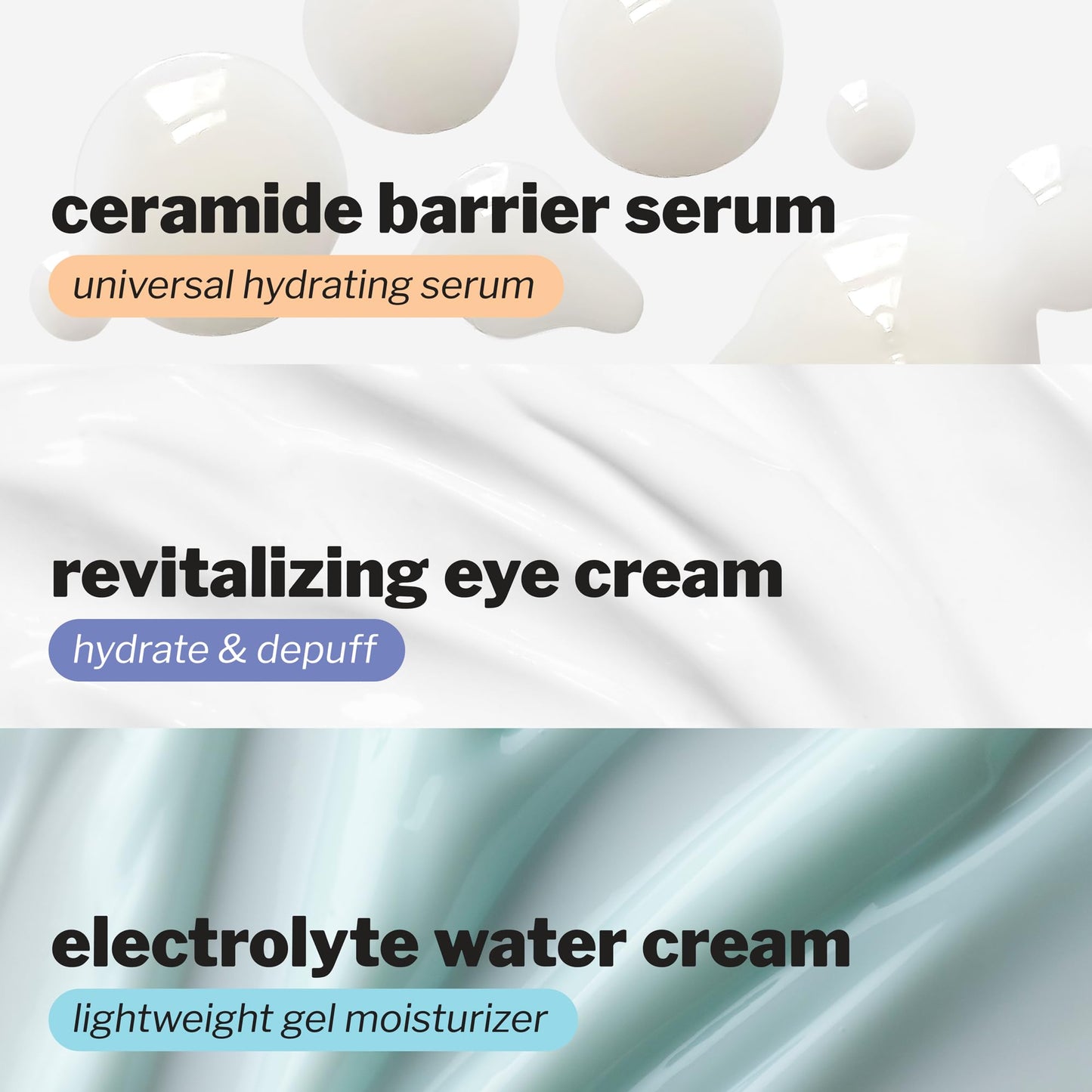 Cocokind Hydration Heroes Set | Milky Ceramide Hydrating Serum, Eye Cream with Cooling Metal Applicator Tip, Lightweight Electrolyte Moisturizer | Hydrate, De-Puff, Calm, Balance | 3 Count