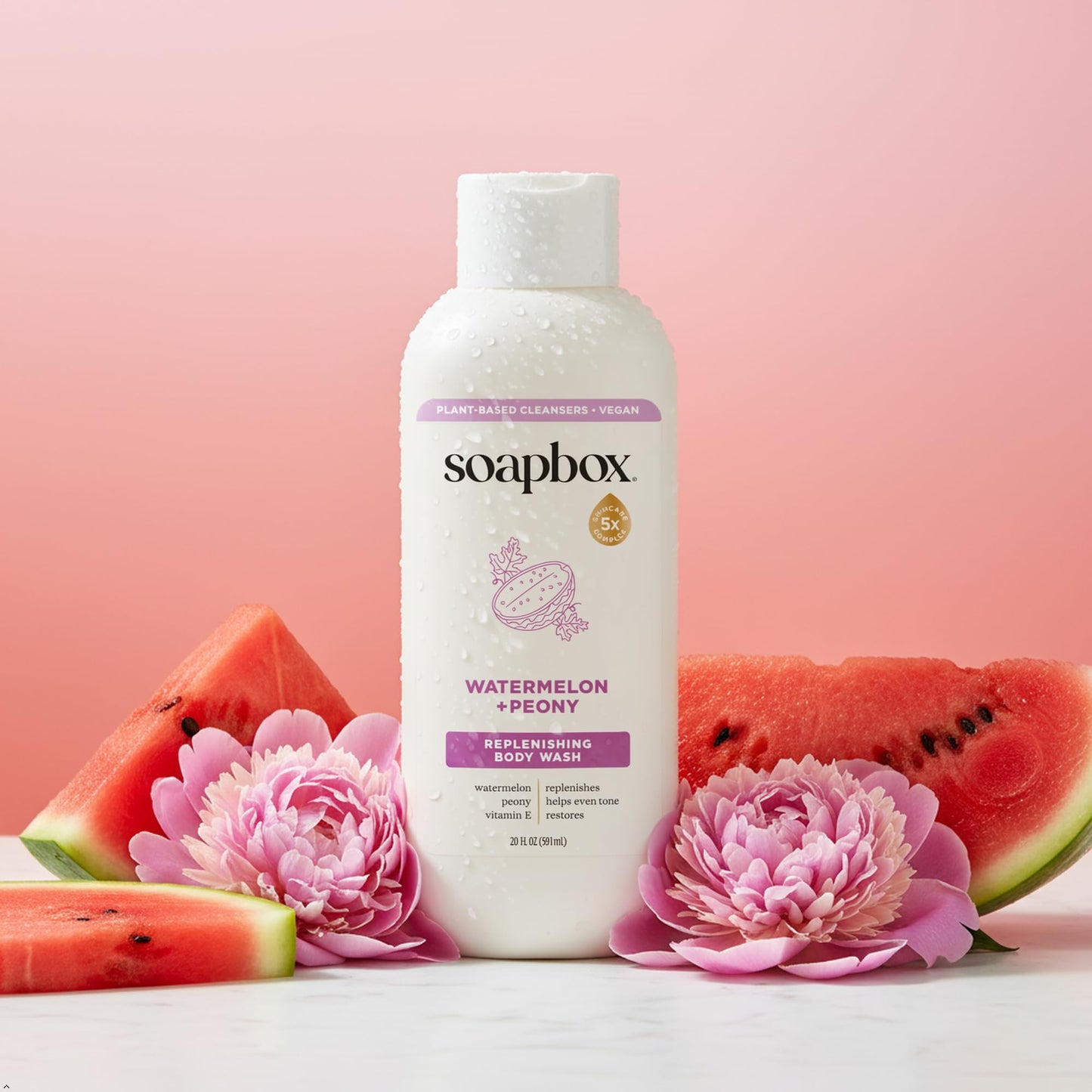 Soapbox Moisturizing Body Wash, Watermelon & Peony Shower Gel - Hydrating Natural Body Wash with Shea Butter - Clean Ingredients Free of Harsh Chemicals, Sulfates, Parabens & Silicones - 3 Pack