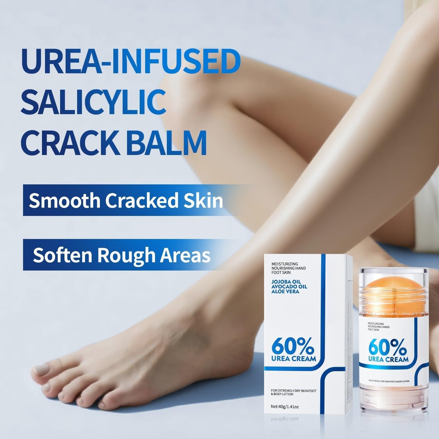 NIZENTA Foot Care Urea Cream Stick 60% Urea Deeply Moisturising with Rapid Absorption Nourishes Dry Skin Removes Dead Skin Suitable for Feet, Knees and Elbows 40g*2