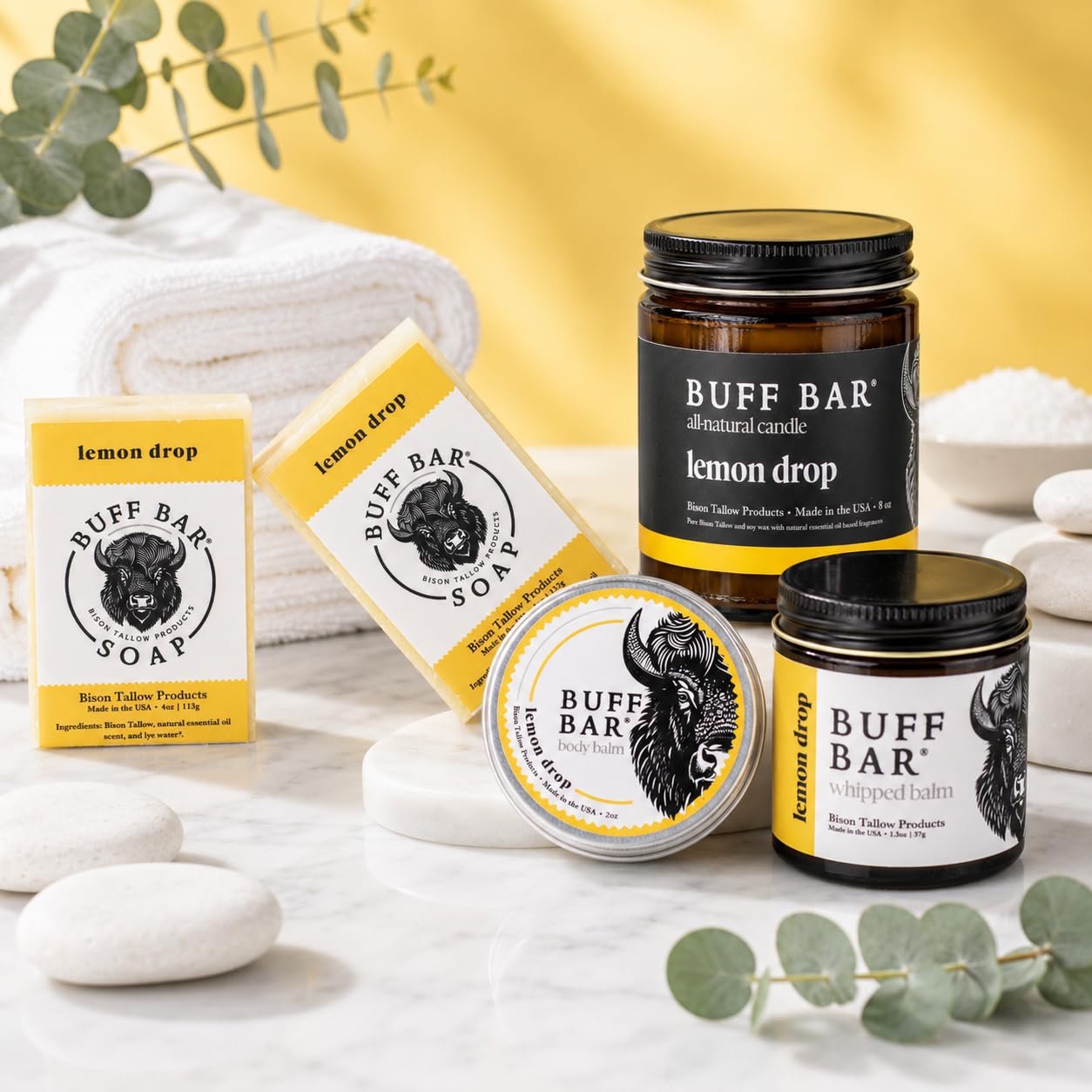 Big Crazy Buffalo Lemon Drop Bison Tallow Buff Soap Bar (2 pack)