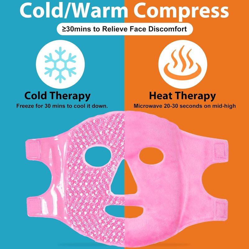 Cooling Gel Eye Mask - Reusable Ice Face Mask for Puffy Eyes | Pink Compress for Dark Circles & Allergies