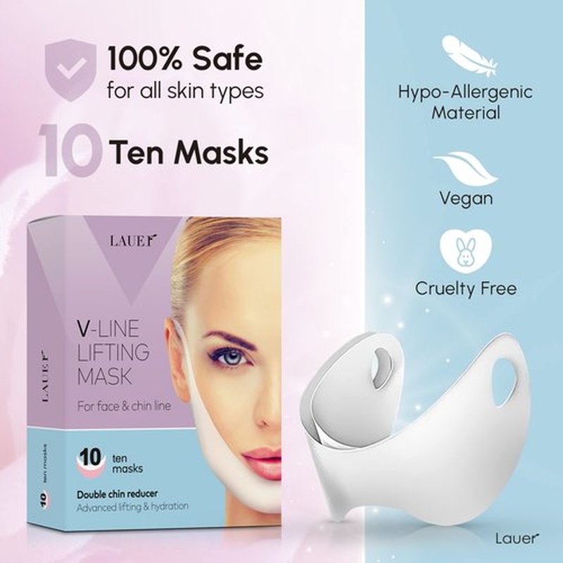 V Shaped Contouring Face Mask Line Shaping Lifting Belt Neck Reduction Jawline Lift Tape Enhancer Face Patch Firming Tightening Skin Chin Up Sculpting Collagen Mask Hyaluronic Acid Aloe Vera 10 pcs