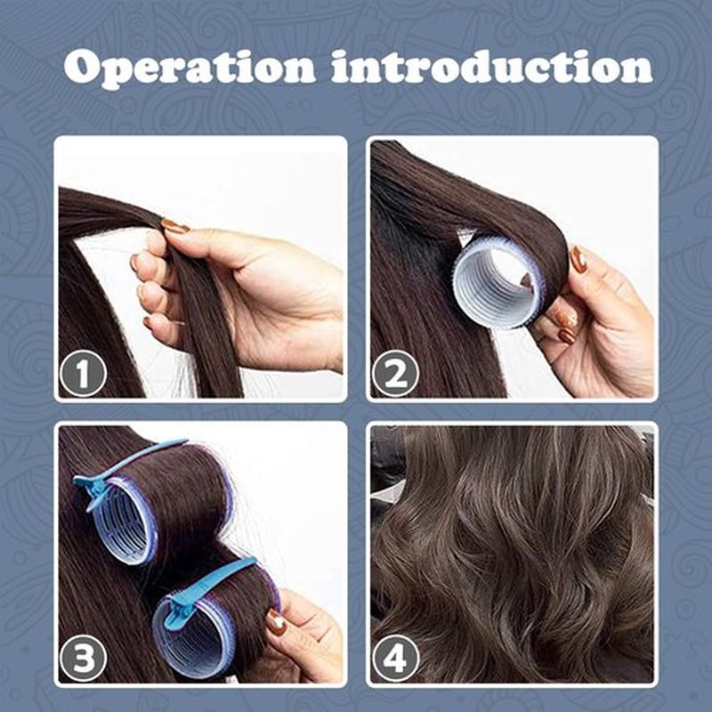 Hair Roller Set 18 pcs Heatless Self Grip Rollers With Clips and Comb, Salon Curlers for DIY Styles, 3 Navy blue Sizes in 1 Set by Sungenol