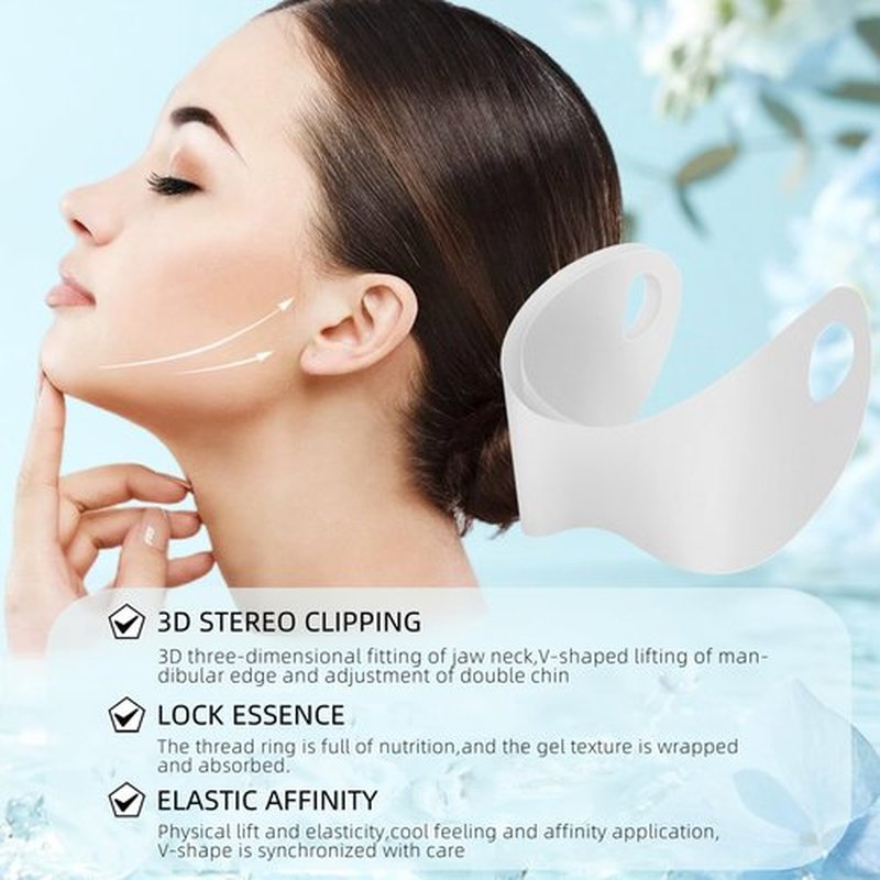 10pcs Chin Strap for Women,Toning Hydrogel Collagen Mask with Hyaluronic Acid & Aloe Vera,white