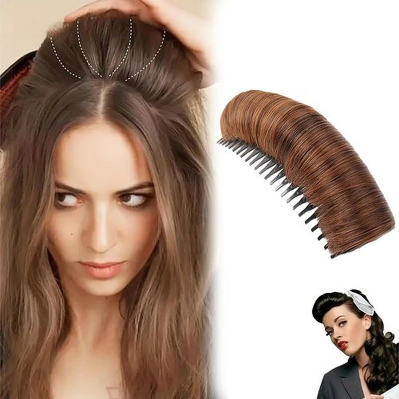 Invisible Fluffy Hair Pad, Natural Hair Bump Clip for Volume, DIY Heighten Hair, Fluffy Hair Pad Styling Insert Tool, Hair Bun Invisible False Hair Clip(1pcs, Light brown)