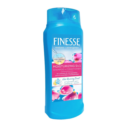 FINESSE Restore + Strengthen Moisturizing 2in1 Shampoo + Conditioner, 13 oz (Pack of 6), Moisturize & Repair Dry or Damaged Hair