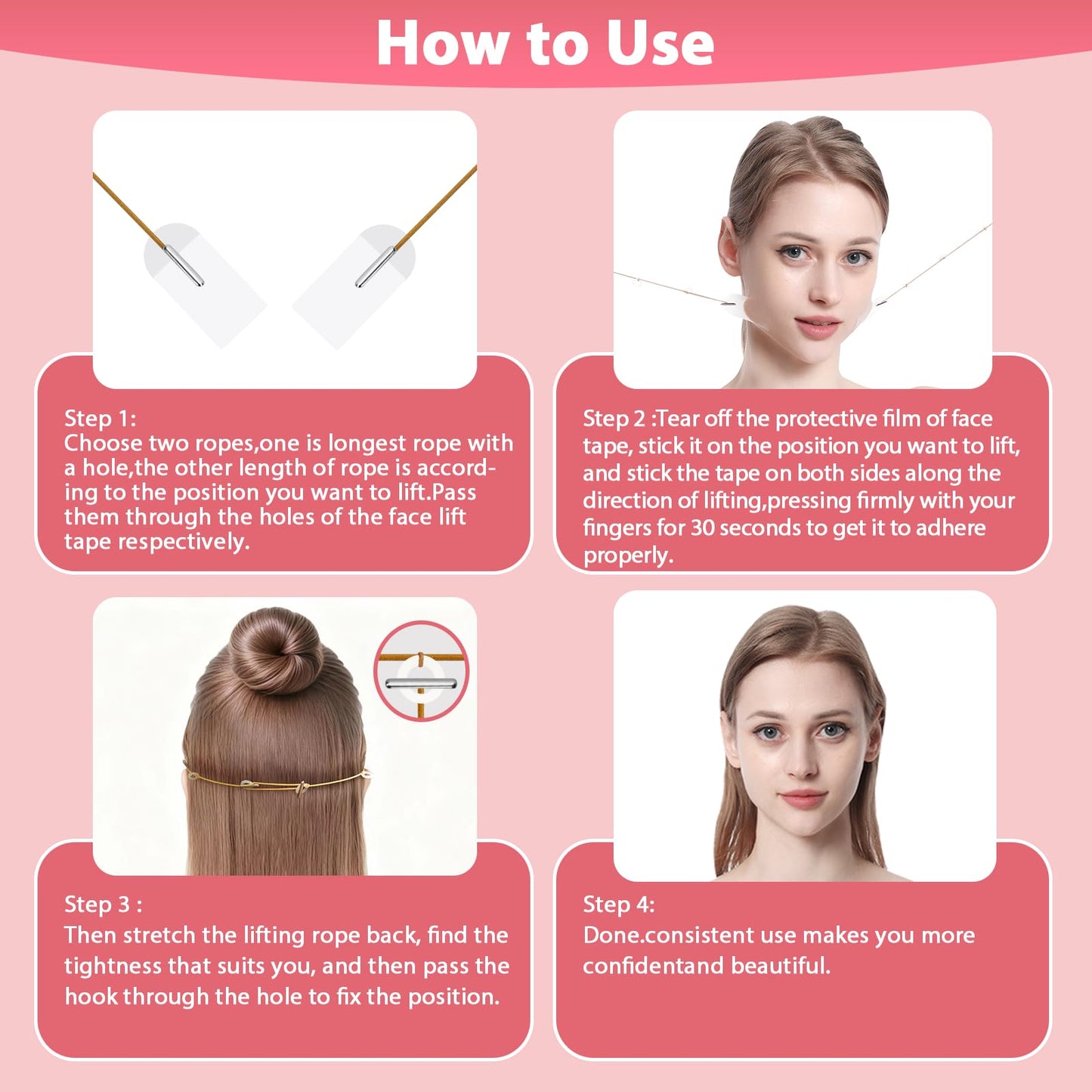 Neck Tape Lifting Invisible,Face Tape Lifting Invisible 20PCS Face Lift Tapes and Bands with 8 Strings Facelift Tape for Face,Neck Tape Lift Turkey for Sagging Skin Double Chin Jowls Eyes Wrinkles