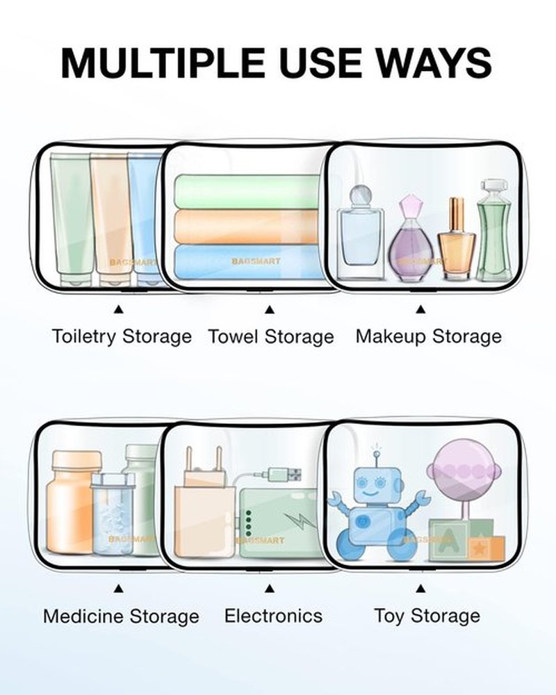 BAGSMART Clear Toiletry Bag, 2 Pack TSA Approved Travel Toiletry Bag Carry on Travel Accessories Bag Airport Airline Quart Size Bags Water Repellent Makeup Cosmetic Bag for Women (Nude Pink-2pcs)