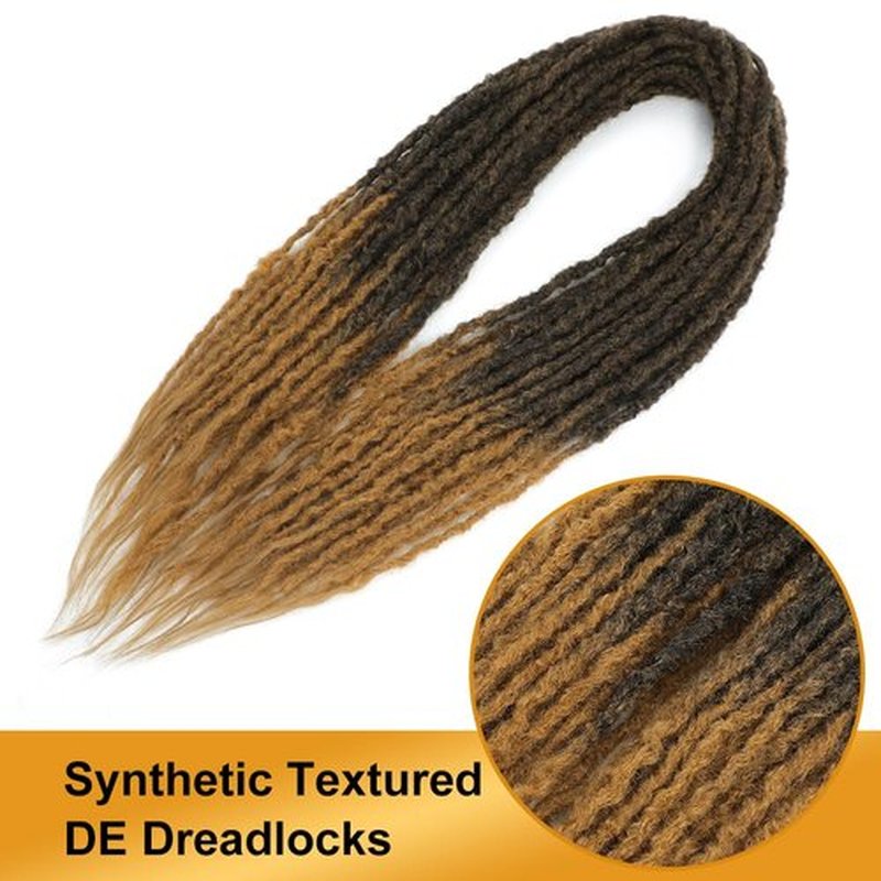 Aguacor Synthetic Textured Dreadlocks Straight Double Ended Dreadlock Extensions with Texture 20inches 5 Strands Thin Soft DE Dreadlock Extensions for Women (5 Strands, 1B/27)