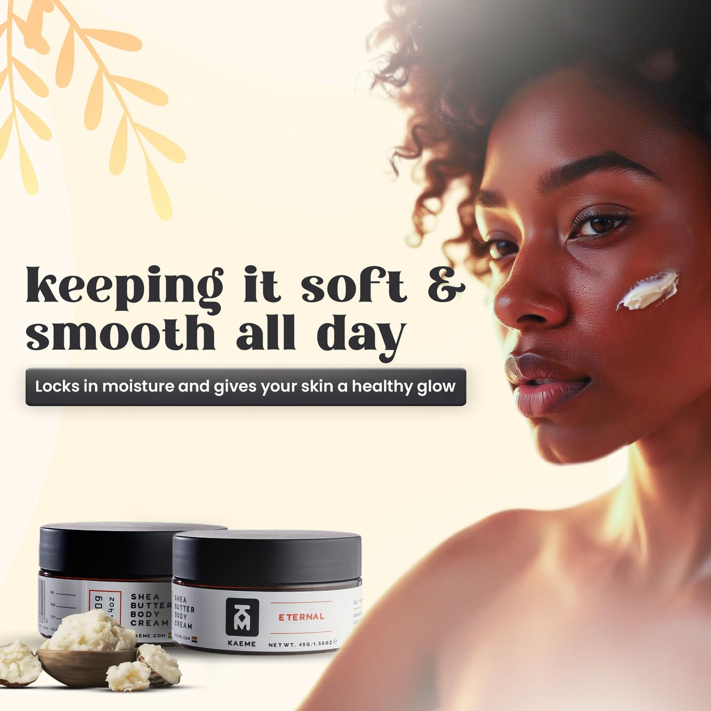 KAEME.com Eternal Whipped Shea Body Butter For Women & Men – Signature Berry Scented, Made With Raw Unrefined Organic Shea & Coconut Oil, Deep Moisturizer for Skin, Ghana Sourced(10.5oz/300g jar)