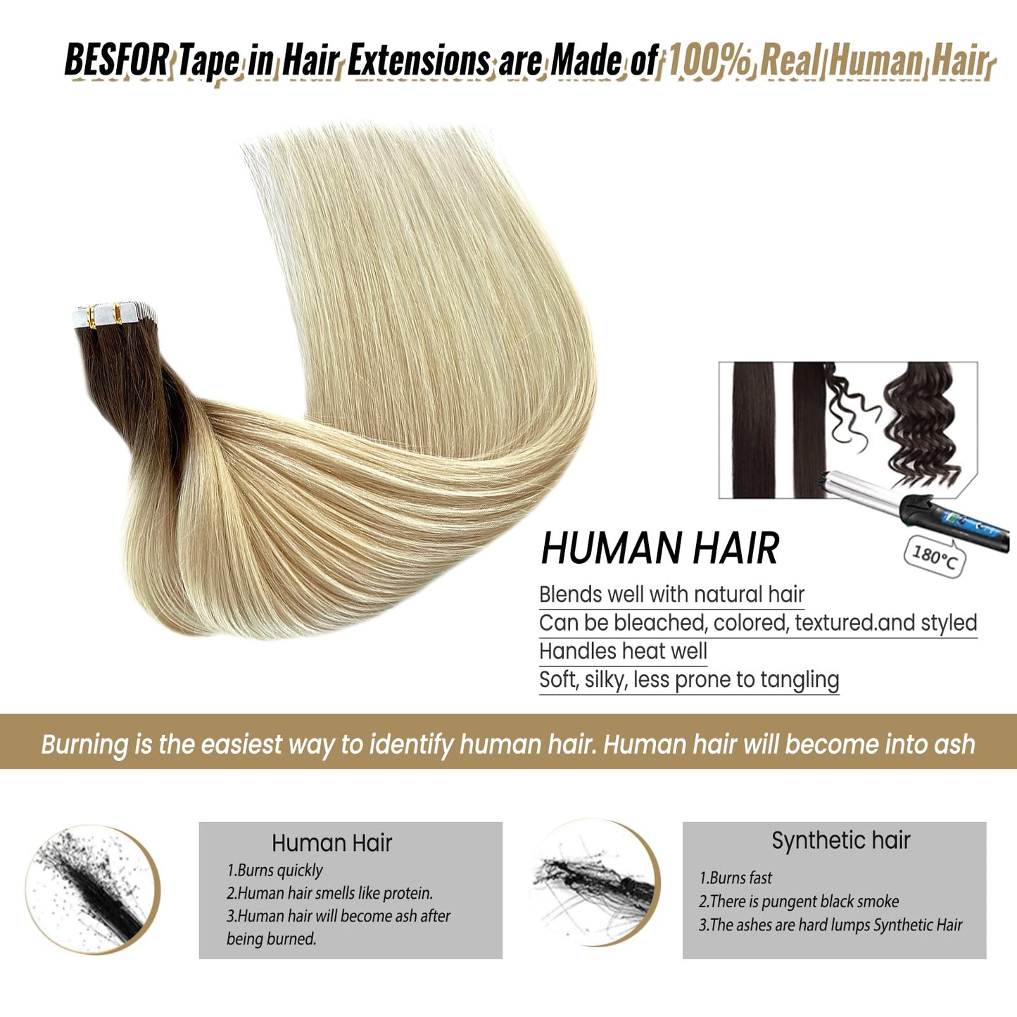 Tape Ins Human Hair Extensions 22inch Omber Flax Brown to Platinum Blonde Silky Straight Brazilian Double Sided Tape in Extensions Human Hair Tape in Extensions