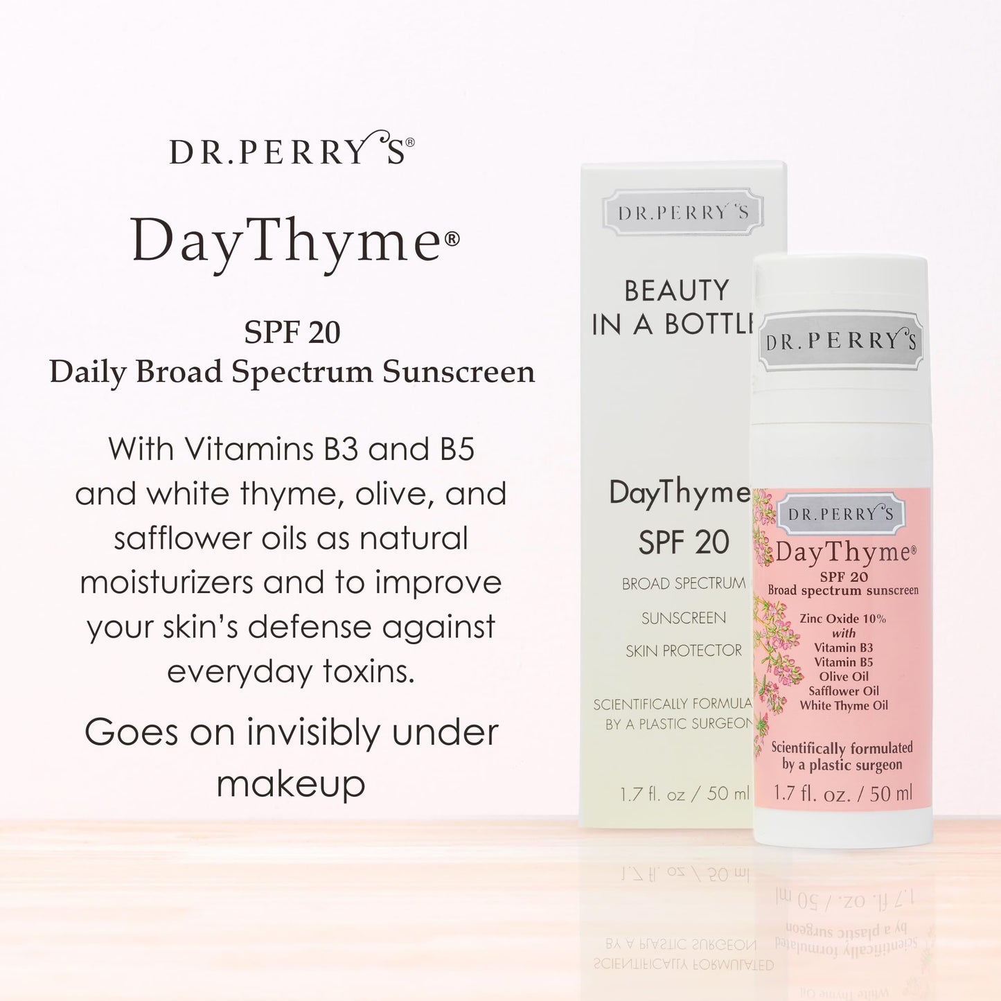 Dr. Perry's DayThyme SPF 20 Daily Broad Spectrum Sunscreen with Zinc Oxide and Vitamins B3, B5