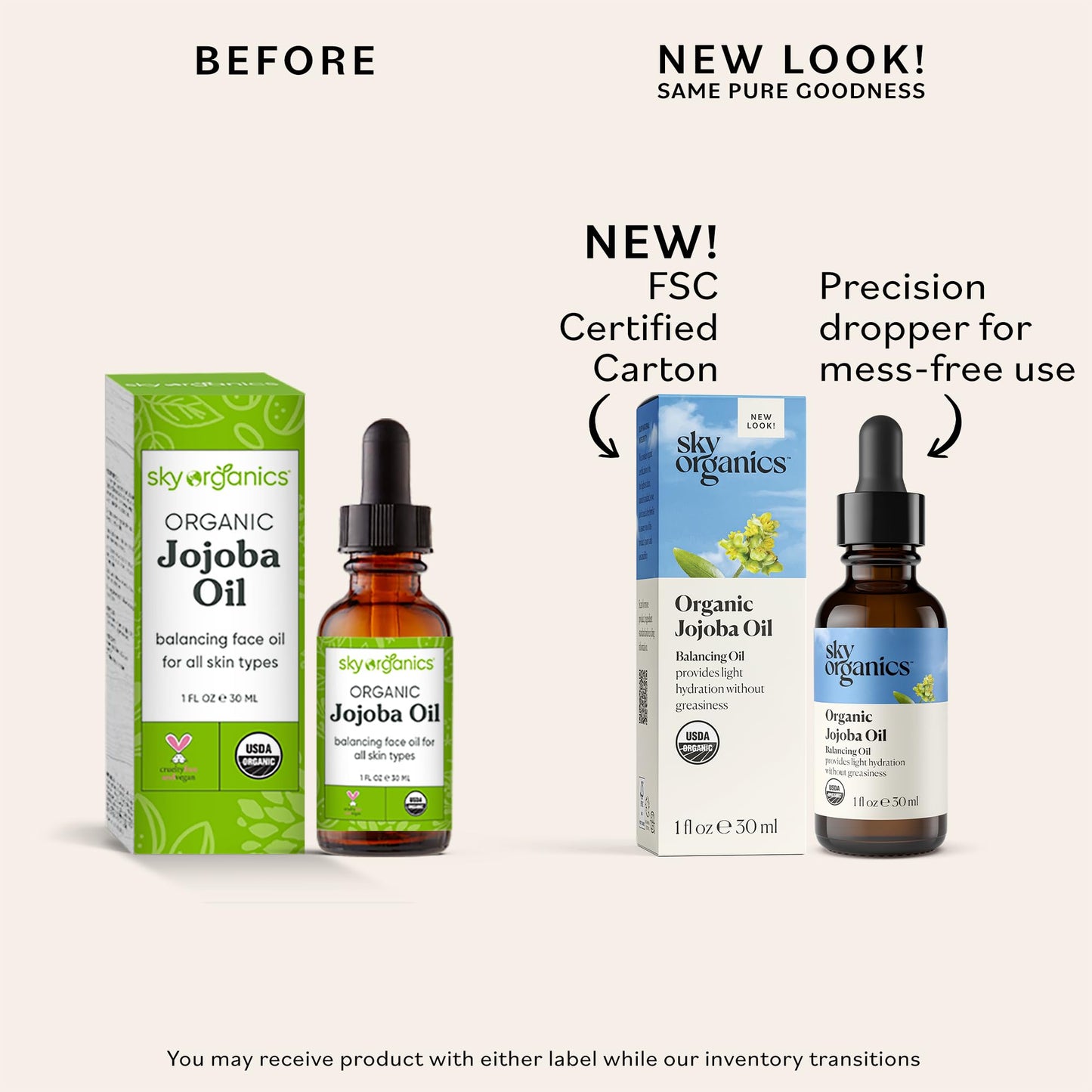 Sky Organics Organic Jojoba Oil for Face, Balancing Oil for Light Hydration & Helps Reduce Excess Oiliness, Suitable For Oily, Combination and Blemish-Prone Skin, 100% Pure & Cold-Pressed, 1 fl oz