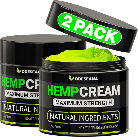 Natural Hemp Cream - Maximum Strength Skin Care Gel with Hemp Oil, Arnica & Aloe | 2 Pack - 4 oz Total