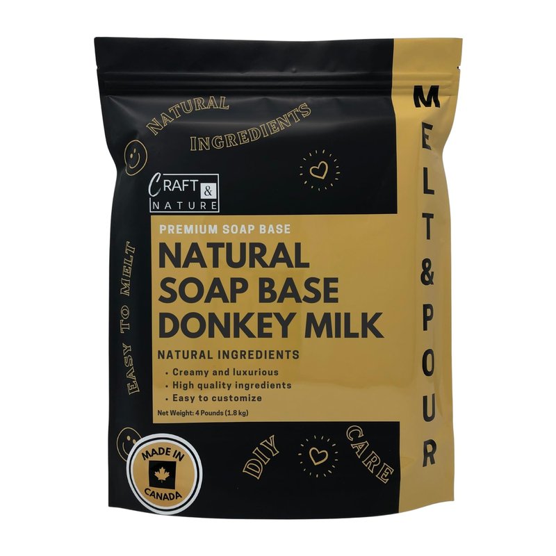 Craft & Nature 4 LB All Natural Unscented Donkey Milk Moisturizing Glycerin Melt And Pour Soap Base for Soap Making