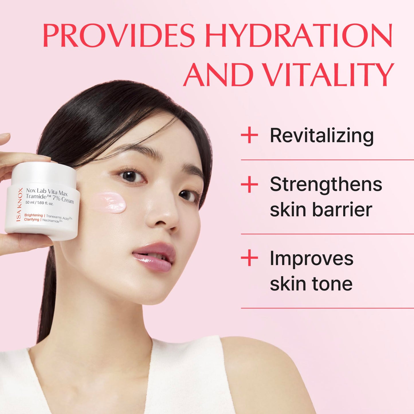 Isa Knox Nox Lab Vita Max Tramide 7% Cream (1.69 fl oz) - Korean Skincare Moisturizing & Tone-Improving Cream with Tramide 7%. Multi-Vitamins, Triple Ceramides & Pink Toning Capsules.