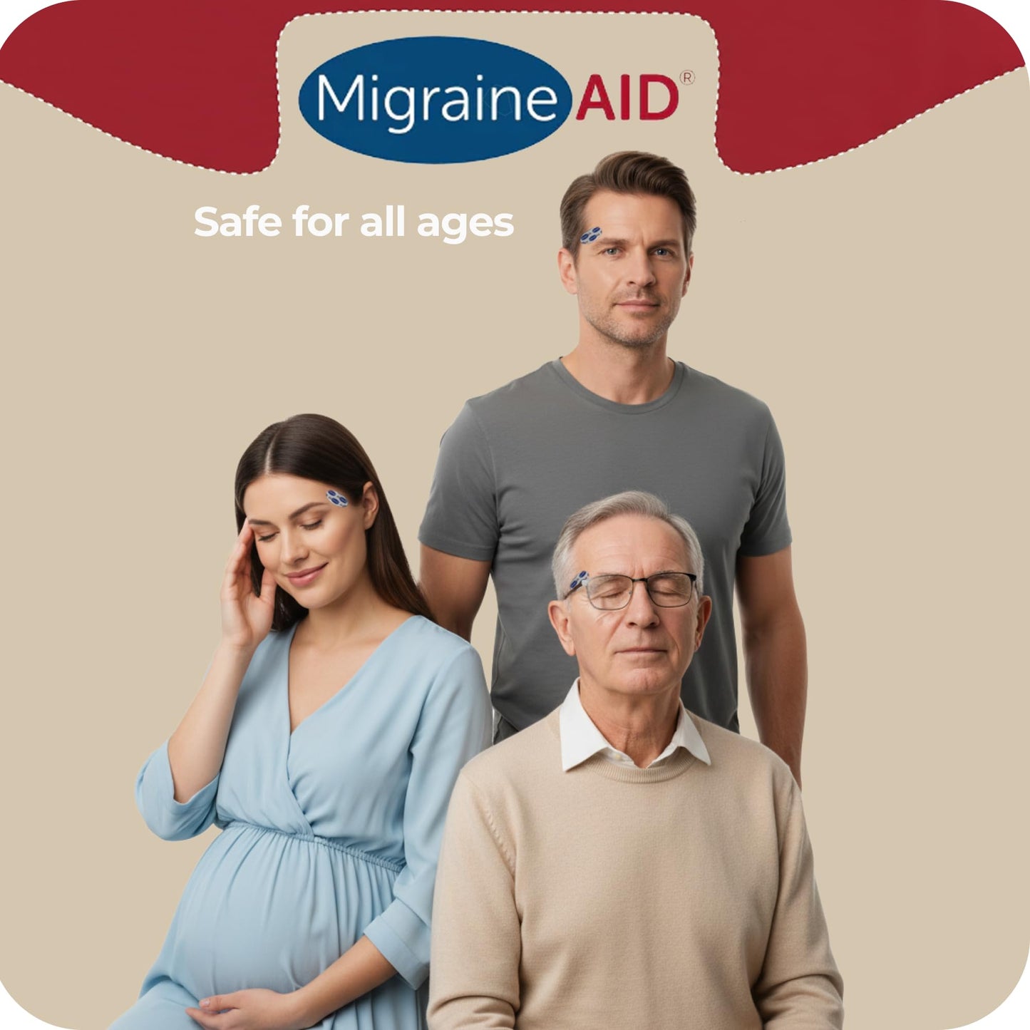 Migraine AID - Migraine Support Patches, Fast-Solution & Non-Medicated Support for Head Tension, Easy to Apply, Suitable for Everyday Use, 10 Disposable Patches, Made in USA