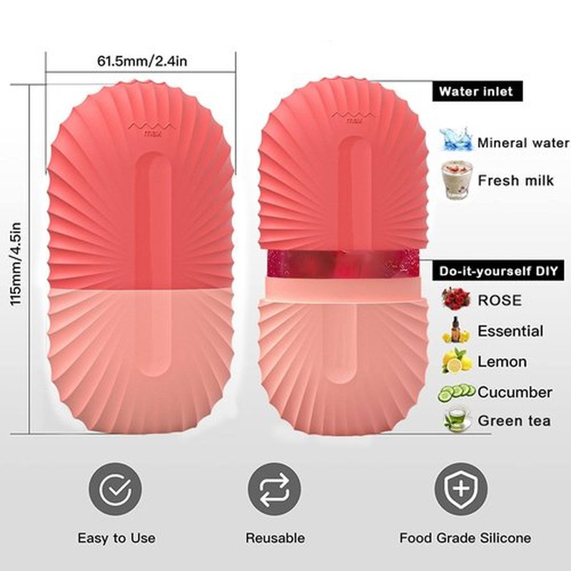 KOGITI Ice Mold for Face, Ice Roller for Face & Eye, Beauty Facial Ice Rollers Ice Holder Mold Face Puffiness Relief Massage Skin Care Tools, Ice Facial Cube (Shell-Pink)