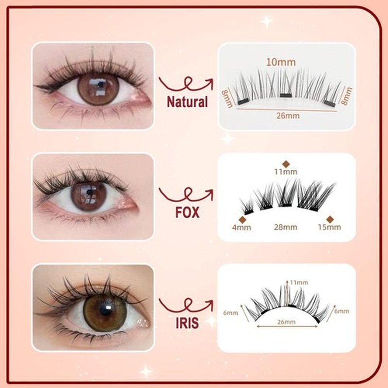 Lefleek Magnetic Lashes,Le Fleek Magnetic lashes,Magnetic Eyelashes with Applicator,Krafty Magnetic Eyelashes Natural Look No Glue or Liner Needed(Natural+Iris+Fox)