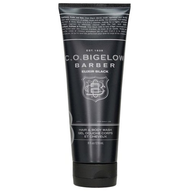 C.O. Bigelow Men's Hair and Body Wash, Elixir Black, No. 1605, 8 fl oz, Mens Body Wash & Shampoo, Musk & Vanilla Moisturizing Mens Shampoo & Body Cleanser