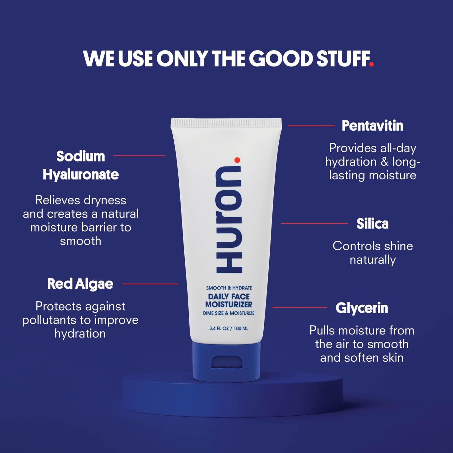 Huron SPF Face Moisturizer - SPF 30 Face Lotion - Broad Spectrum Formula - Moisturizes & Protects Your Skin - Blocks UVA, UVB, & HEV Rays - Fragrance Free - 2.7 Fl Oz