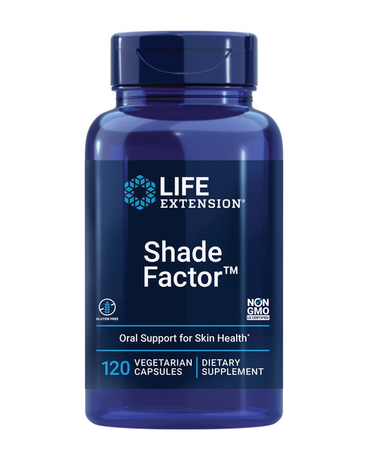 Life Extension Shade Factor, Safeguard Your Skin from the Inside Out, Gluten-Free, Non-GMO, Vegetarian, 120 Capsules